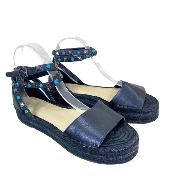 Marc Fisher Shoes - Marc Fisher Black Flat Espadrilles Beaded ankle Straps 8.5